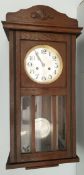 Antique Harwood Chiming Wall Clock c1930's. Measures 31 x 14 x 7 inches. Part of a recent Estate