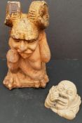 Vintage Terracotta Garden Ornament Horned Gargoyle Imp Plus 1 Other. They consist of a Horned