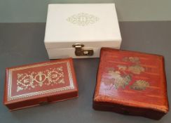Vintage Retro Jewellery Boxes x 3. The largest box measures 19cm by 14cm by 8cm. Part of a recent