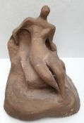 Vintage Studio Pottery Terracotta Sculpture Nude Female Figure Abstract Style 1980's Measures 8