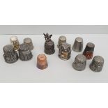 Vintage Collectable Parcel of 12 Assorted Novelty Metal Thimbles Various Themes and Locations.