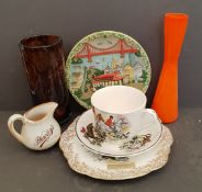 Vintage Studio Glass & China With Hunting Scenes. Part of a recent Estate Clearance. Location of