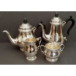 Sterling Silver Tea Coffee Set Cooper Brothers and Sons London 1966 Weight 2040g. Marked to the base