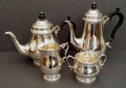 Sterling Silver Tea Coffee Set Cooper Brothers and Sons London 1966 Weight 2040g. Marked to the base