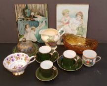 Antique Vintage Parcel of Glass Ware Ceramics & Pictures 16 items in total. Part of a recent