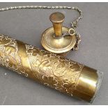Antique Early 20th Century North African Brass Scroll or Message Holder 15 inches long. Measures