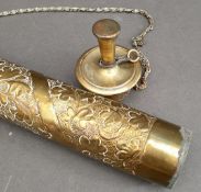 Antique Early 20th Century North African Brass Scroll or Message Holder 15 inches long. Measures