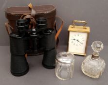Antique Vintage Parcel of Items Includes Scent Bottle Binoculars and Clock. Part of a recent