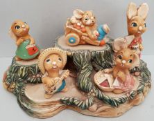 Vintage 5 x Collectable Pendelfin Set With Stand. Part of a recent Estate Clearance. Location of