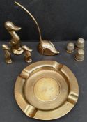 Antique Vintage Kitsch Assorted Brass Items Includes Mouse Ducks and Thimbles. Part of a recent