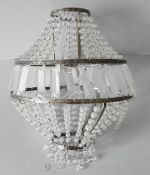 Antique Vintage Retro Glass Chandelier. Measures 12 inches tall by 9 inches diameter. Part of a