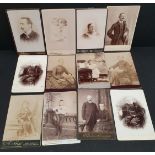 Antique Victorian Edwardian 12 x Portrait Photograph Cards Adults and Children. Each measures 4