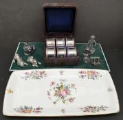 Antique Vintage Parcle of Items Includes Minton Dish Boxed Napkin Rings Boxed and Pewter Figures.
