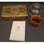 Antique Parcel Includes WWI Queen Mary Tin Mauchline Ware & Ink Well. Part of a recent Estate