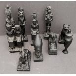 Vintage Assorted 10 x Black Egyptian Figures. The largest measures 14cm tall. Part of a recent