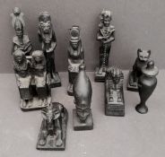 Vintage Assorted 10 x Black Egyptian Figures. The largest measures 14cm tall. Part of a recent