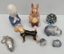 Vintage Collectable Parcel of 5 Items Includes Stone Horse Figures Enamelled Vase & Japanese Bowl.