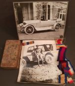 Parcel of Antique Military & Classic Car Images & Medal Ribbons. The parcel includes a photograph