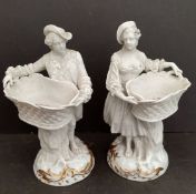 Antique 2 Collectable Continental Bisque Figures 7 inches Tall. Part of a recent Estate Clearance.