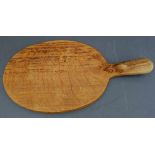 Vintage Robert 'Mouseman' Thompson Oak Cheeseboard. Classic Mouse Carving on Handle. Measures 39cm