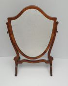 Edwardian Harwood Table Top Mirror Shield Shape Measures 14 inches by 23 inches tall. Part of a