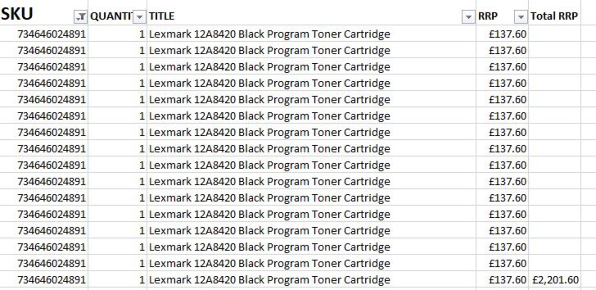 New & Sealed Packaging – Lexmark Black Toner - 16 Items - RRP £1,194.00 - Image 2 of 2