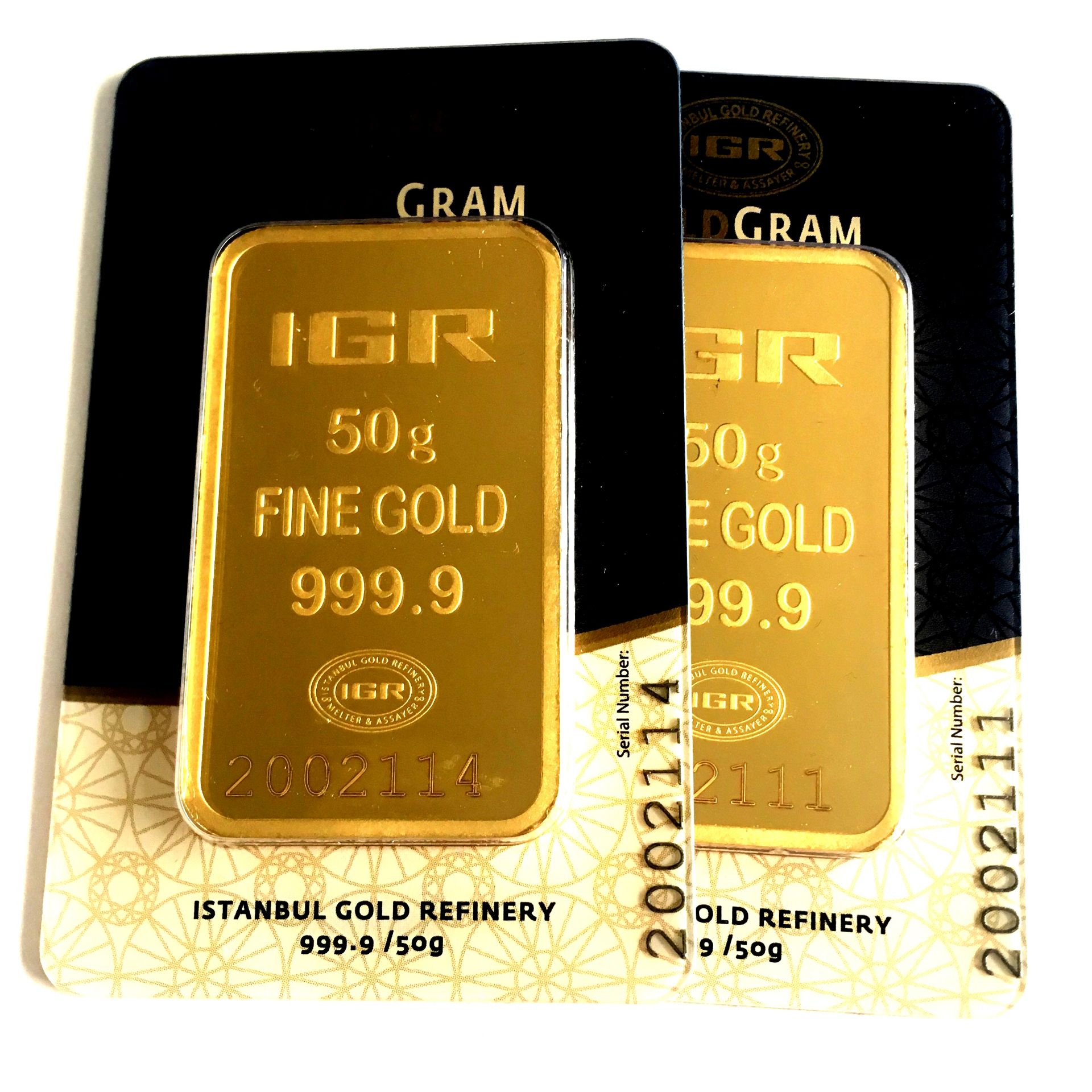 2x 50 Gram (Total 100g) 99.99% (24K) Gold Bullion