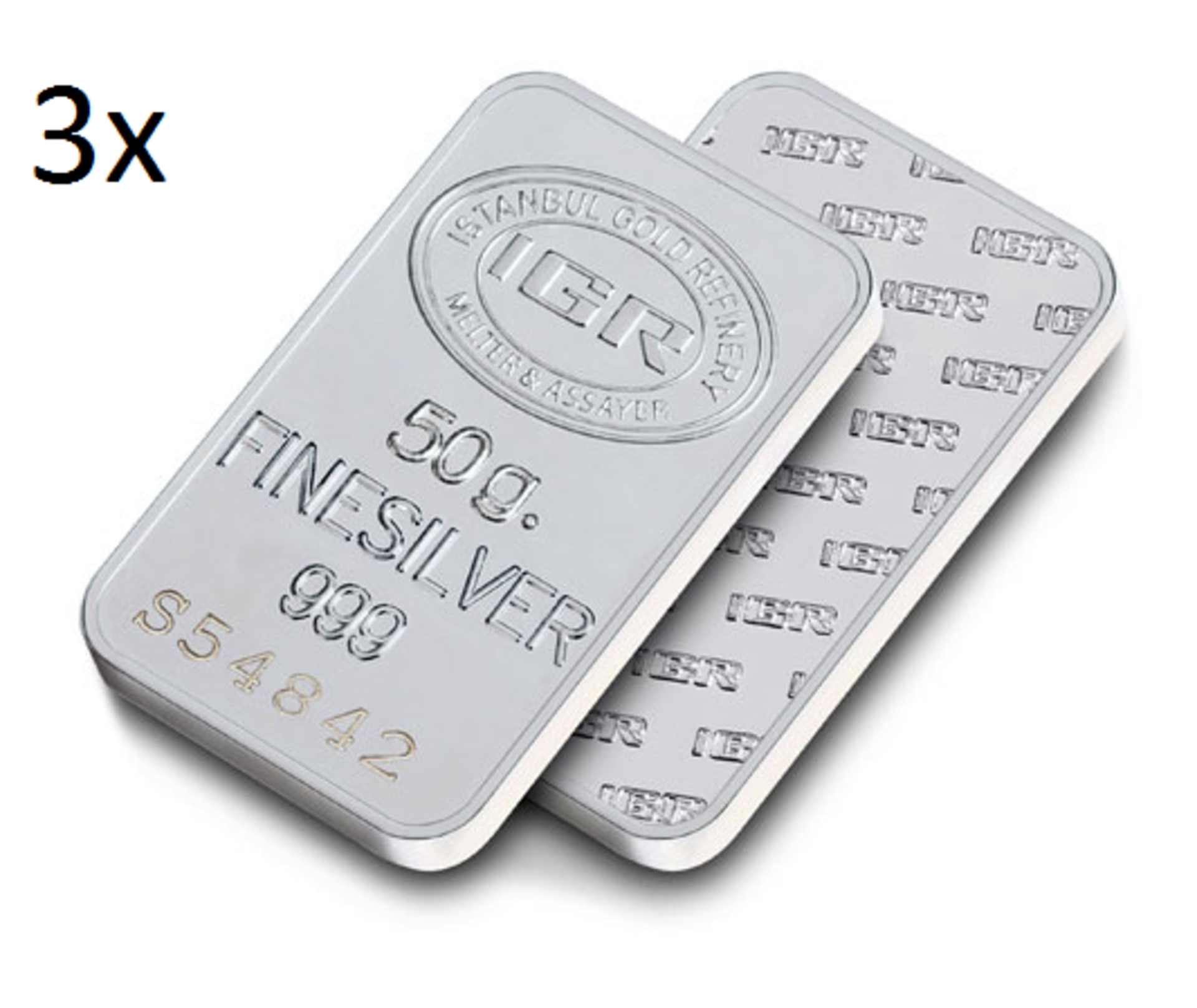 3x 50 gr Silver Investment Bar (99.9%)