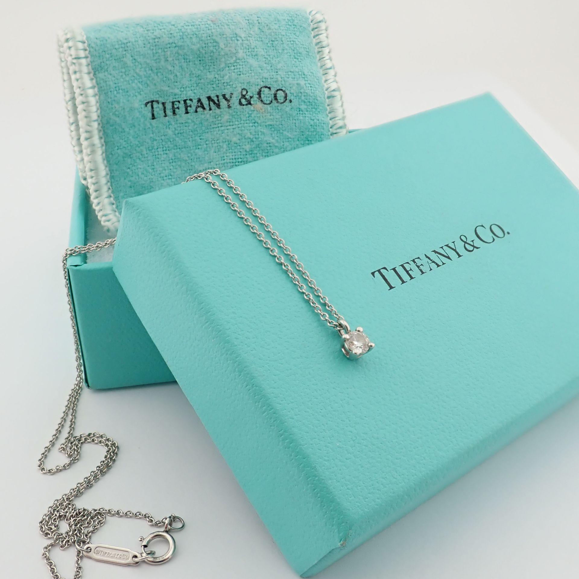 Tiffany & Co Platinium Solitaire Diamond Pendant