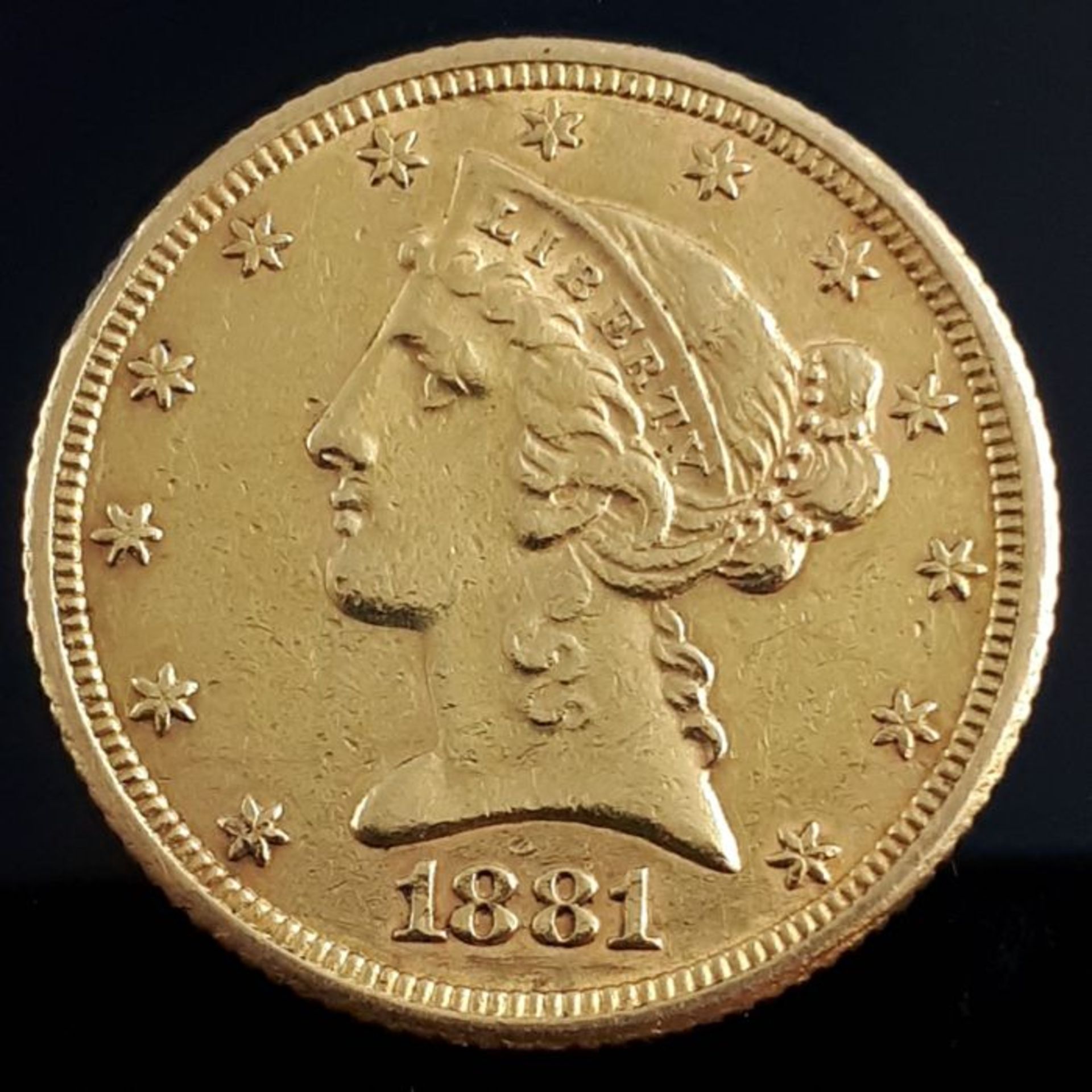 United States - 5 Dollar 1881 "Liberty / Coronet Head - Half Eagle" - Gold