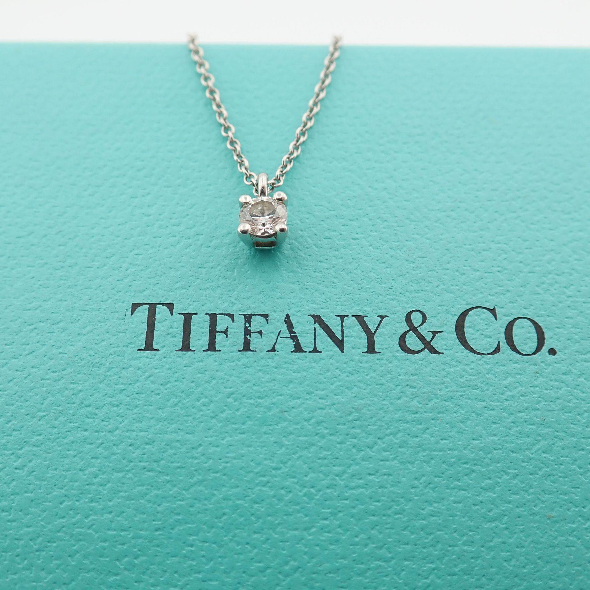 Tiffany & Co Platinium Solitaire Diamond Pendant - Image 2 of 6