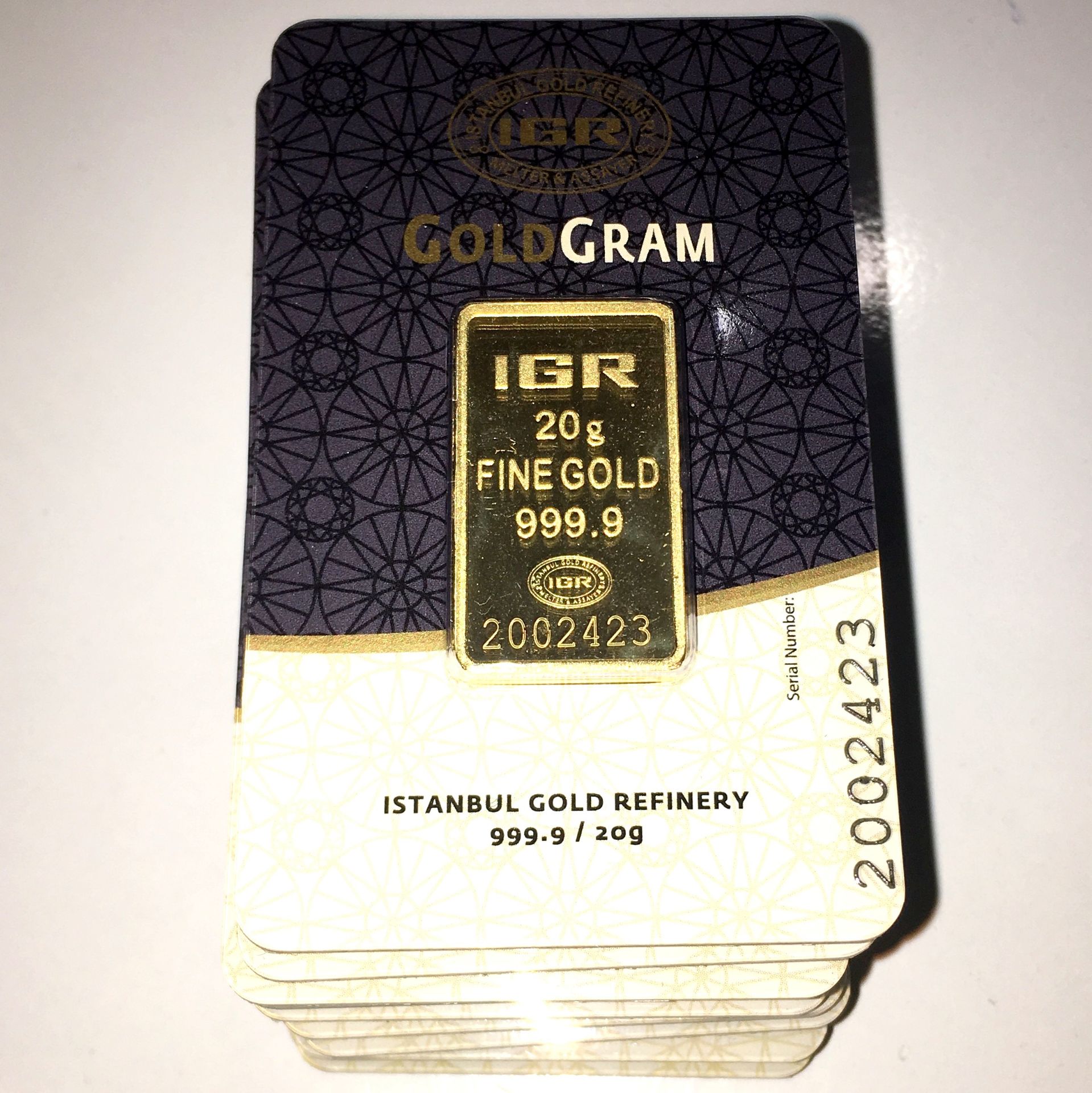 10x 20 Gram (Total 200g) 99.99% (24K) Gold Bullion