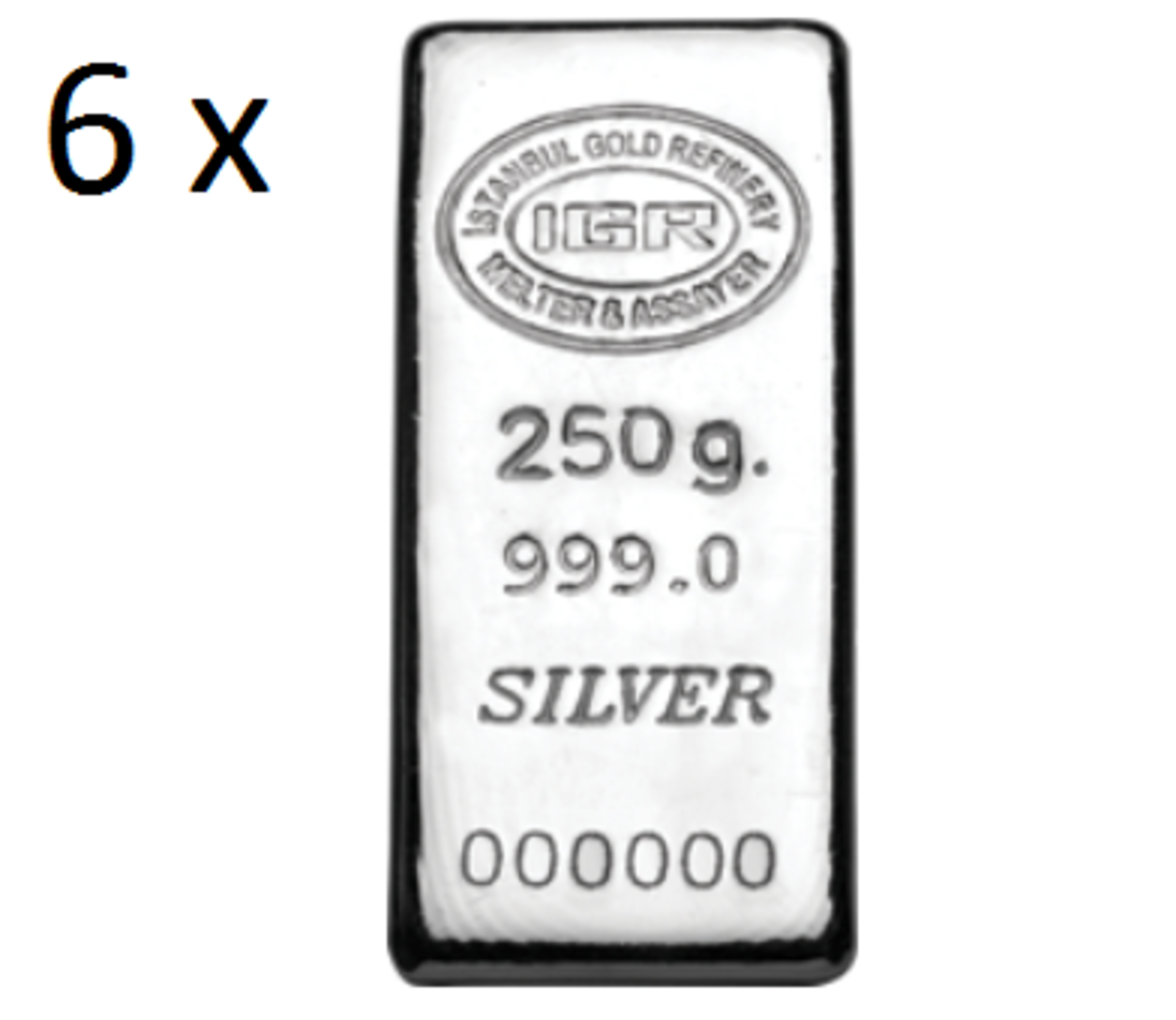 6x 250 gr Silver Investment Bar (99.9%)