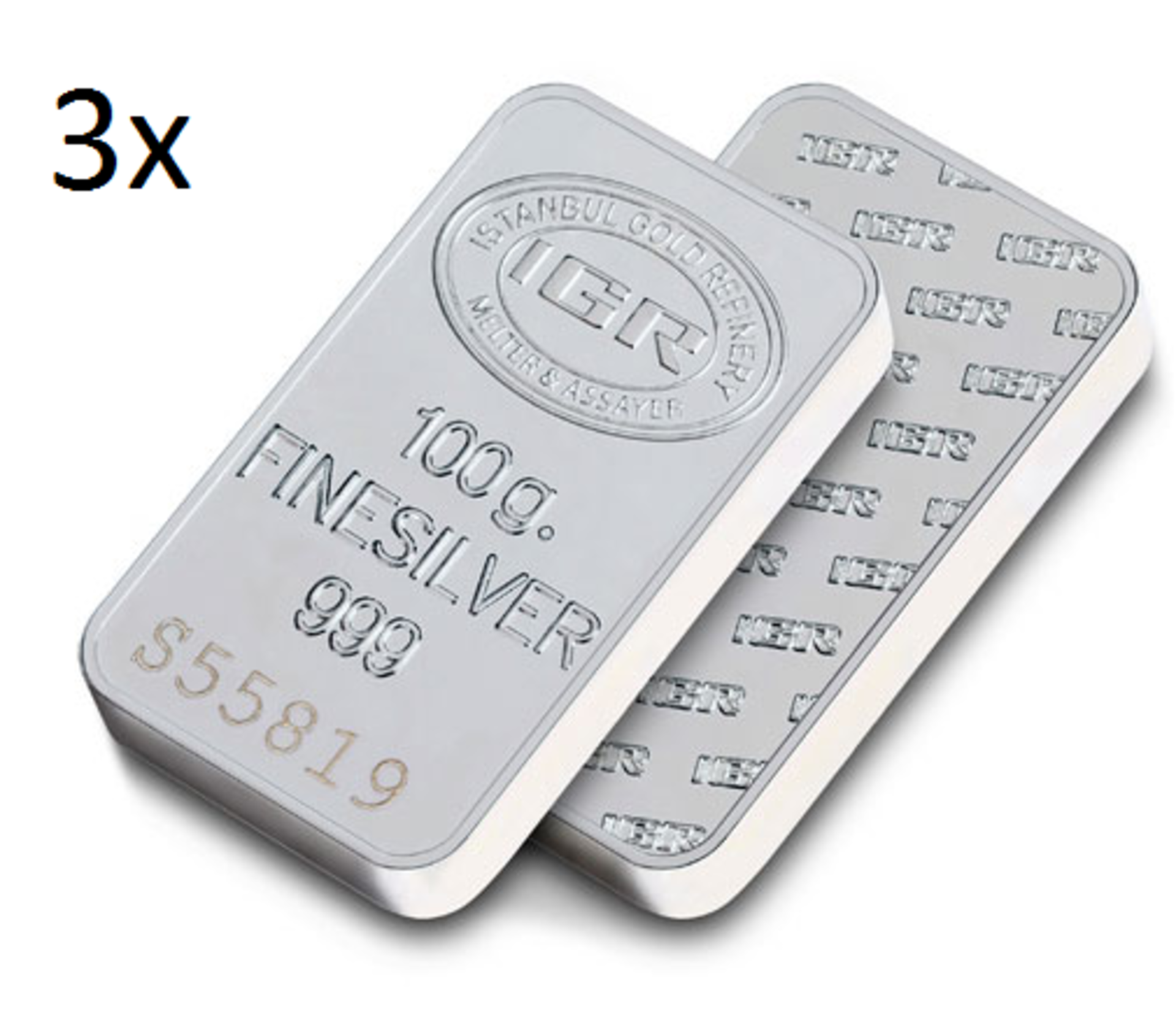 3x 100 gr Silver Investment Bar (99.9%)