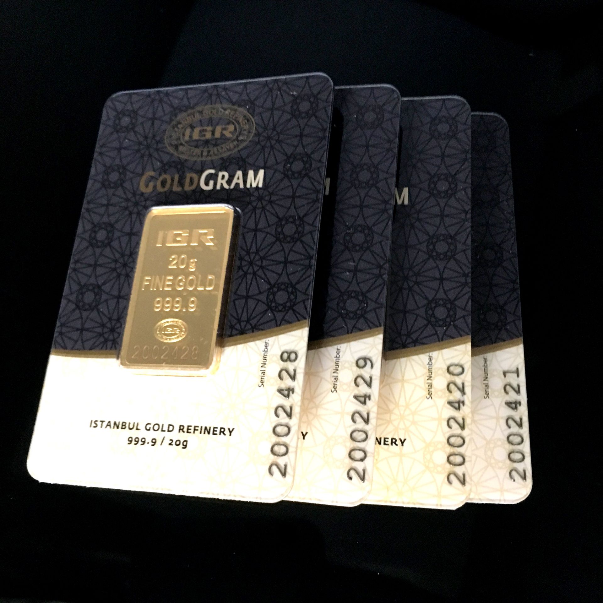 4x 20 Gram (Total 80g) 99.99% (24K) Gold Bullion