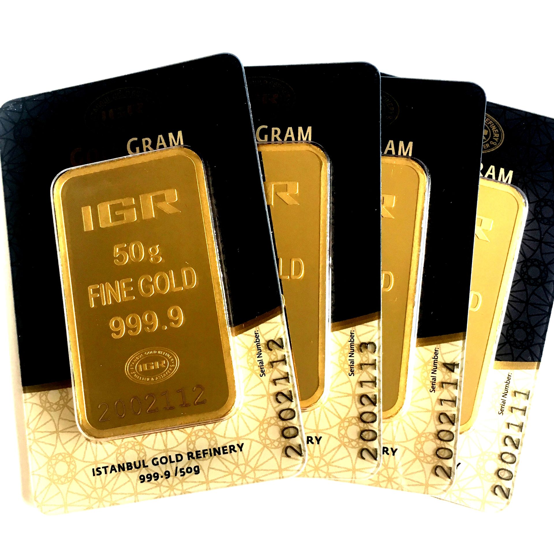 4x 50 Gram (Total 200g) 99.99% (24K) Gold Bullion