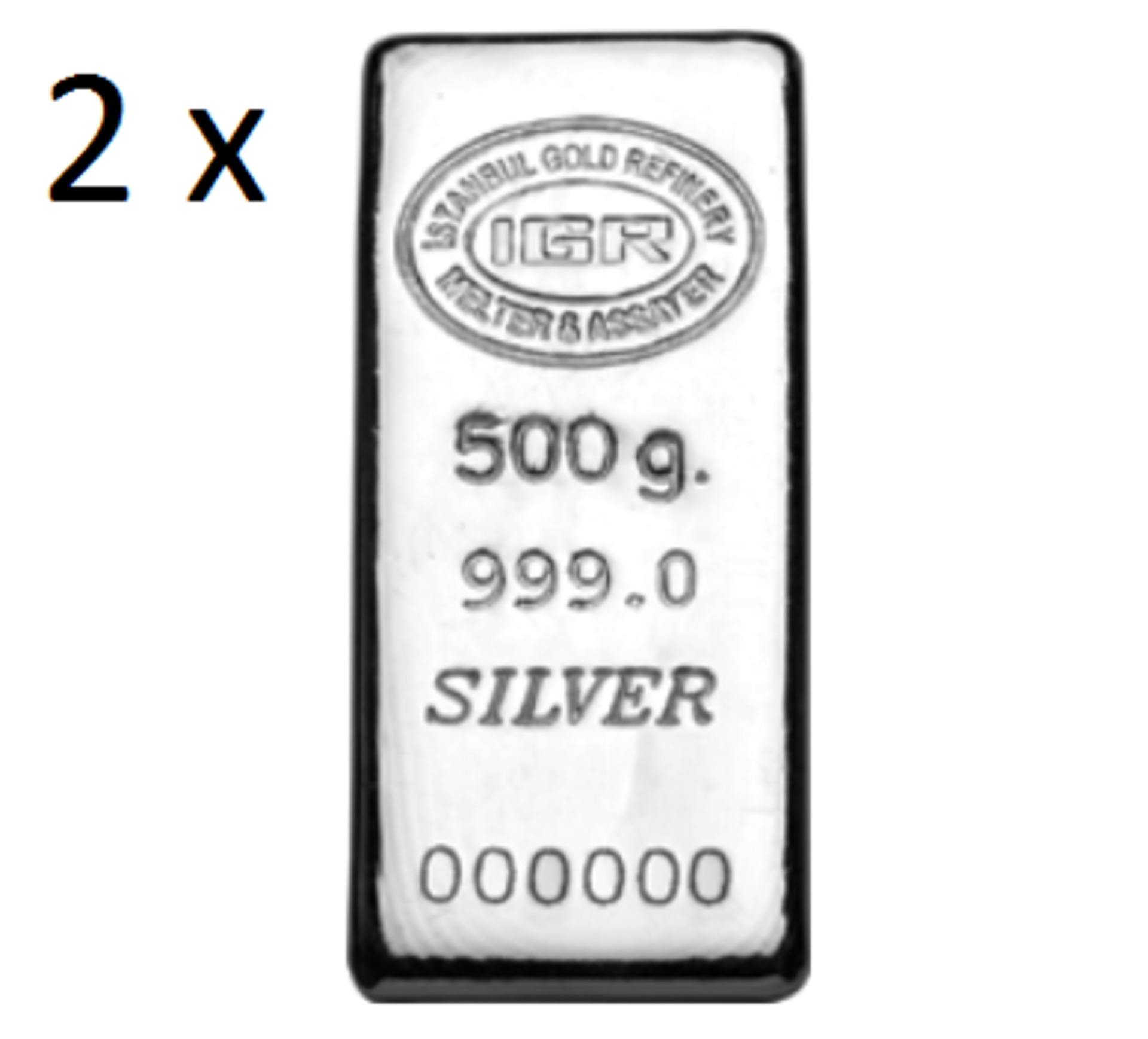 2x 500 gr Silver Investment Bar (99.9%)