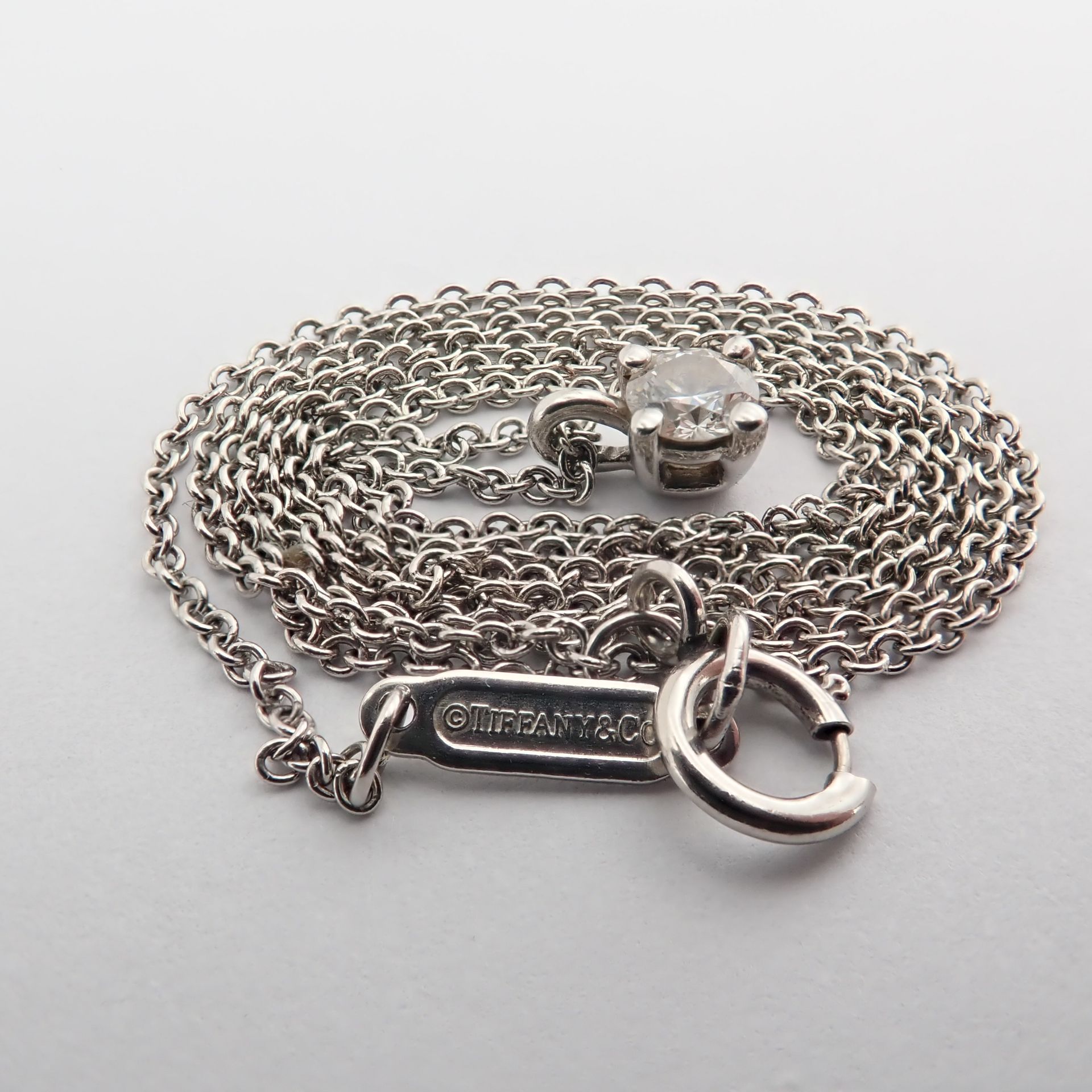 Tiffany & Co Platinium Solitaire Diamond Pendant - Image 6 of 6