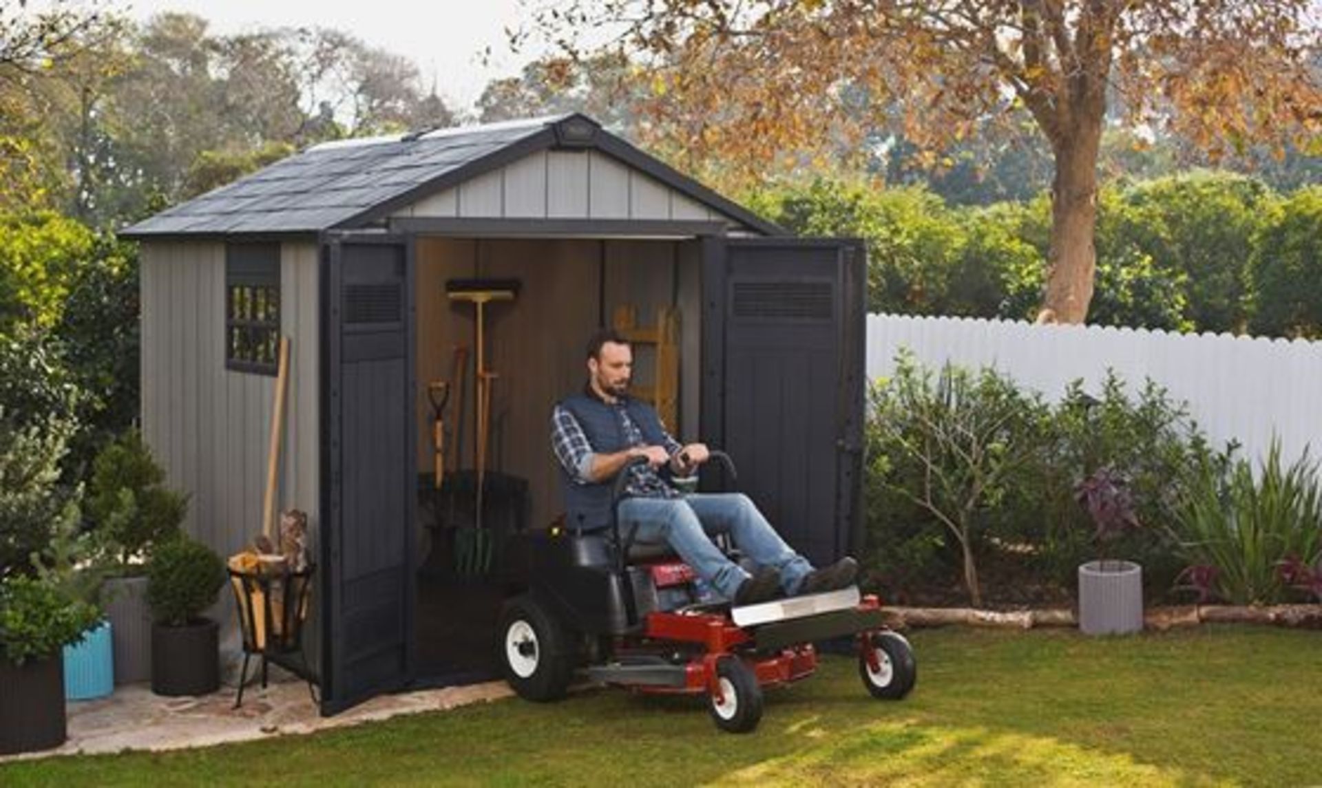 As new and boxed Keter Oakland 759 shed Worry-free