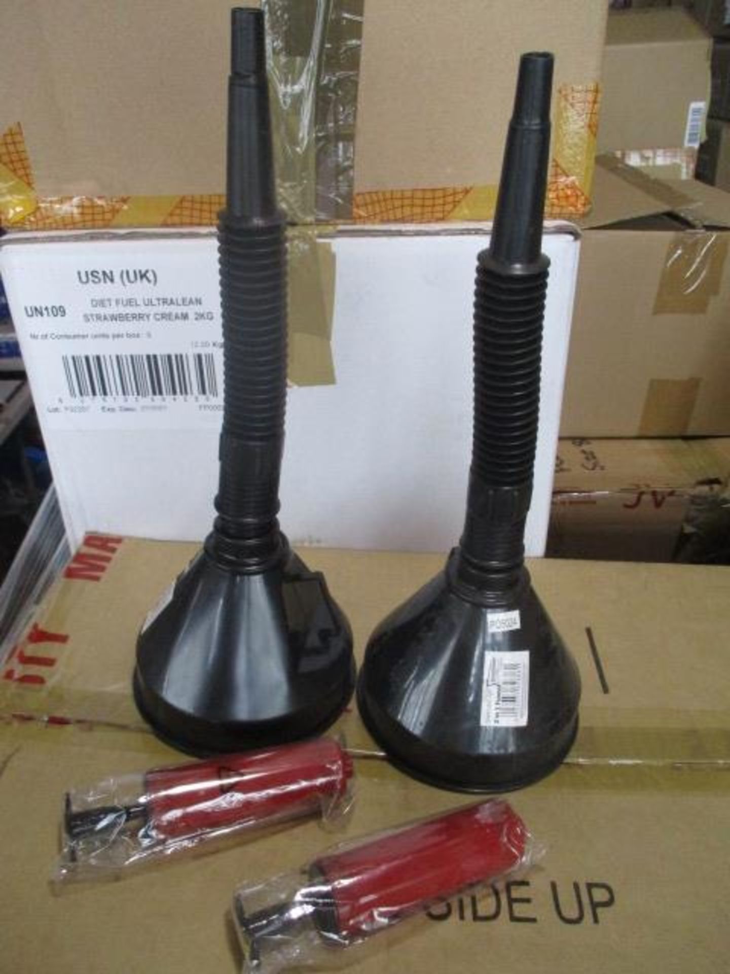 Assorted funnels and pumps new