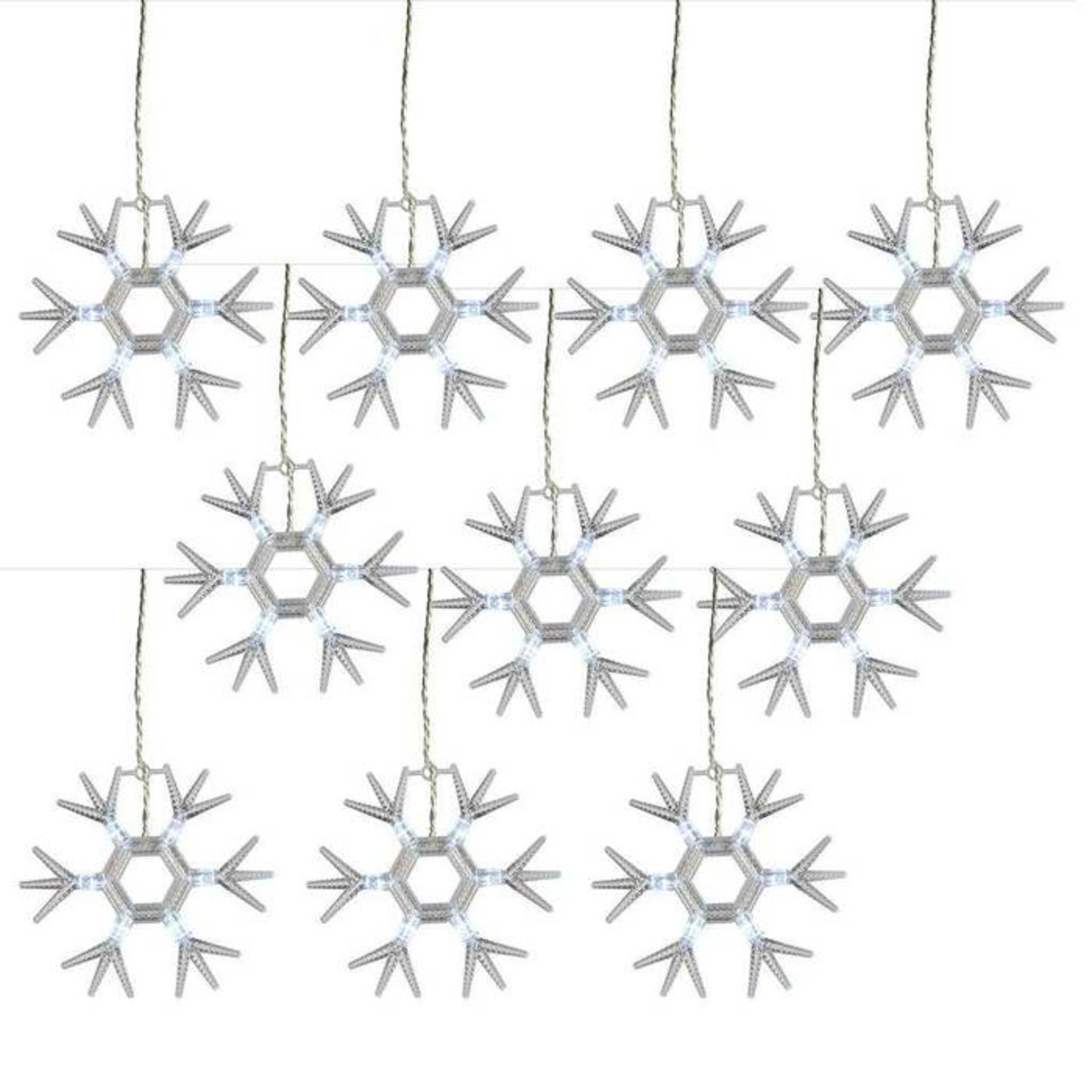 10 Acrylic Snowflakes with 60 Bright White LED Lights - Image 2 of 3