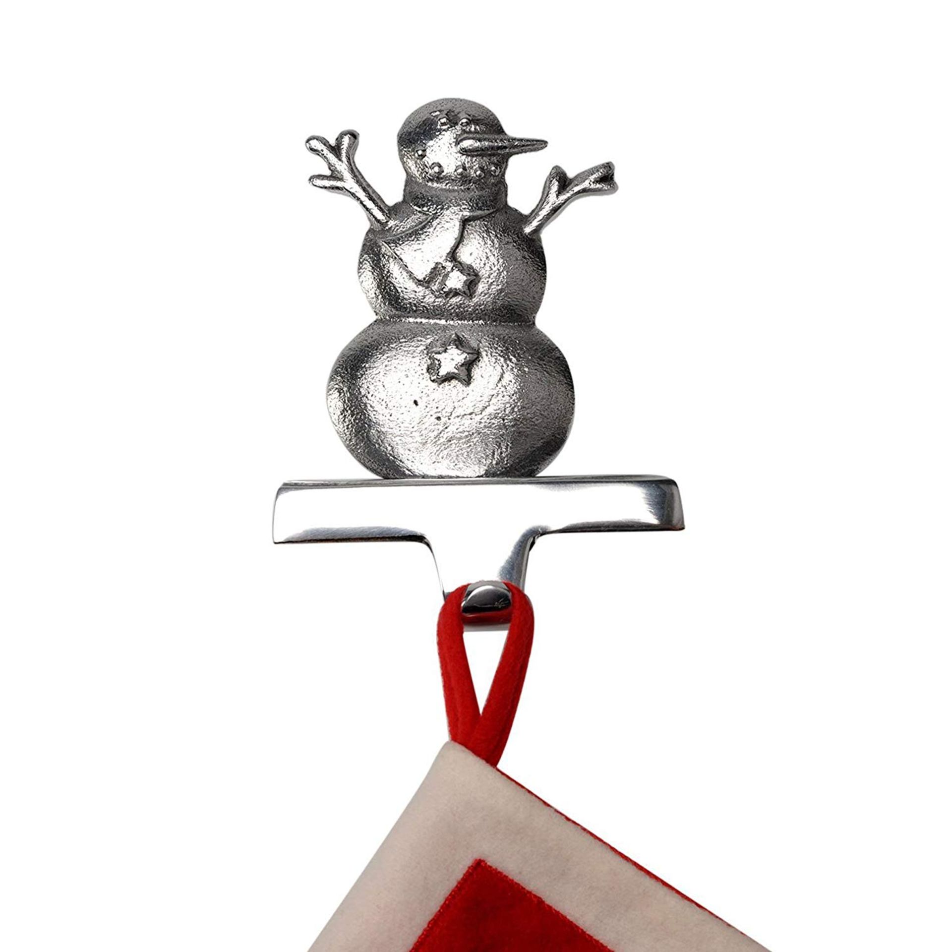 Set of 2, Silver Christmas Stocking Hanger. Snowmen - Image 2 of 6