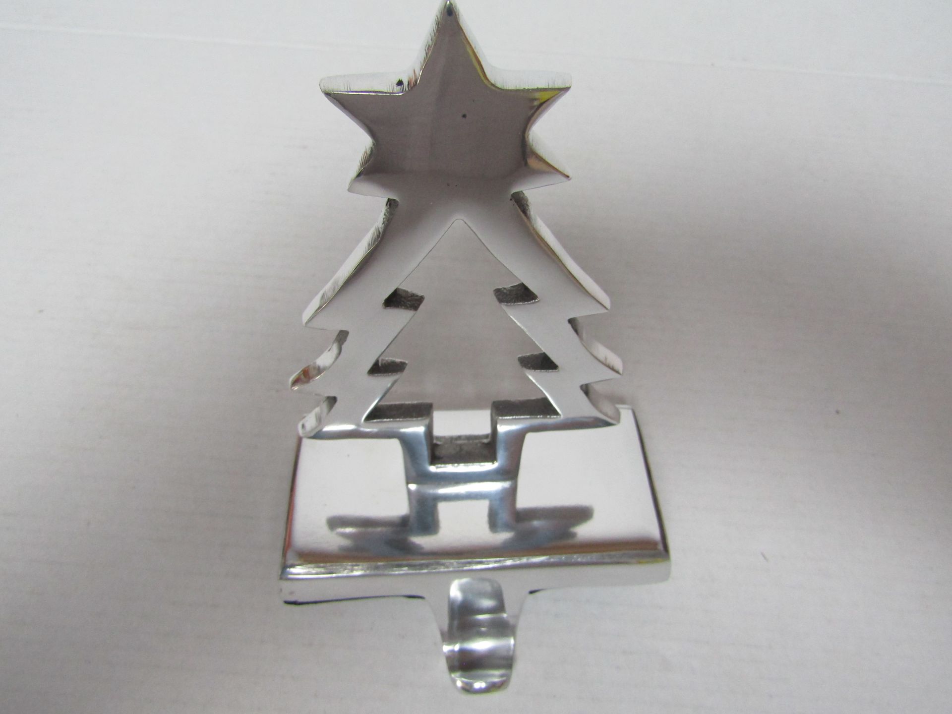 Set of 2, Silver Christmas Stocking Hanger. Hanger with star. - Image 5 of 8