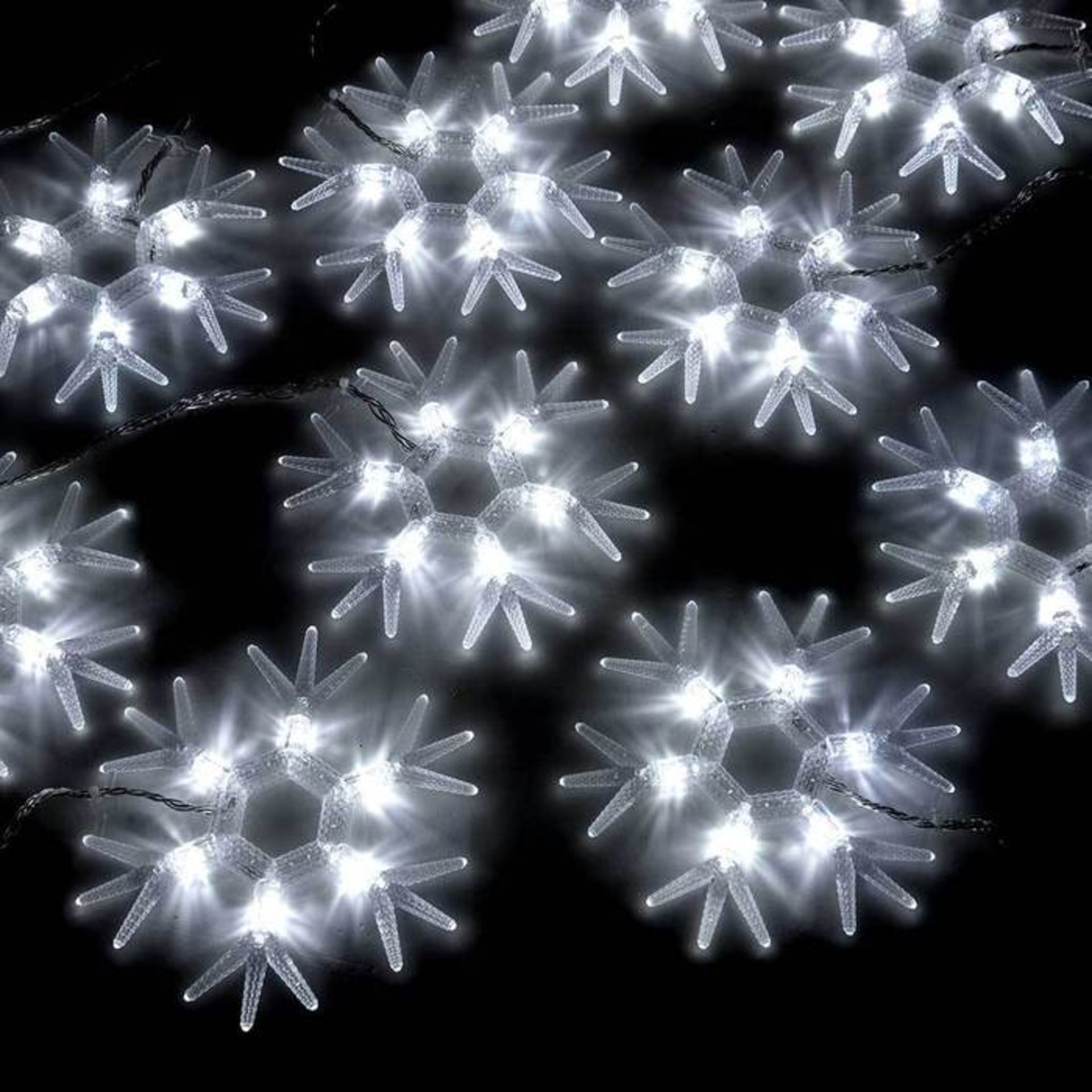 10 Acrylic Snowflakes with 60 Bright White LED Lights