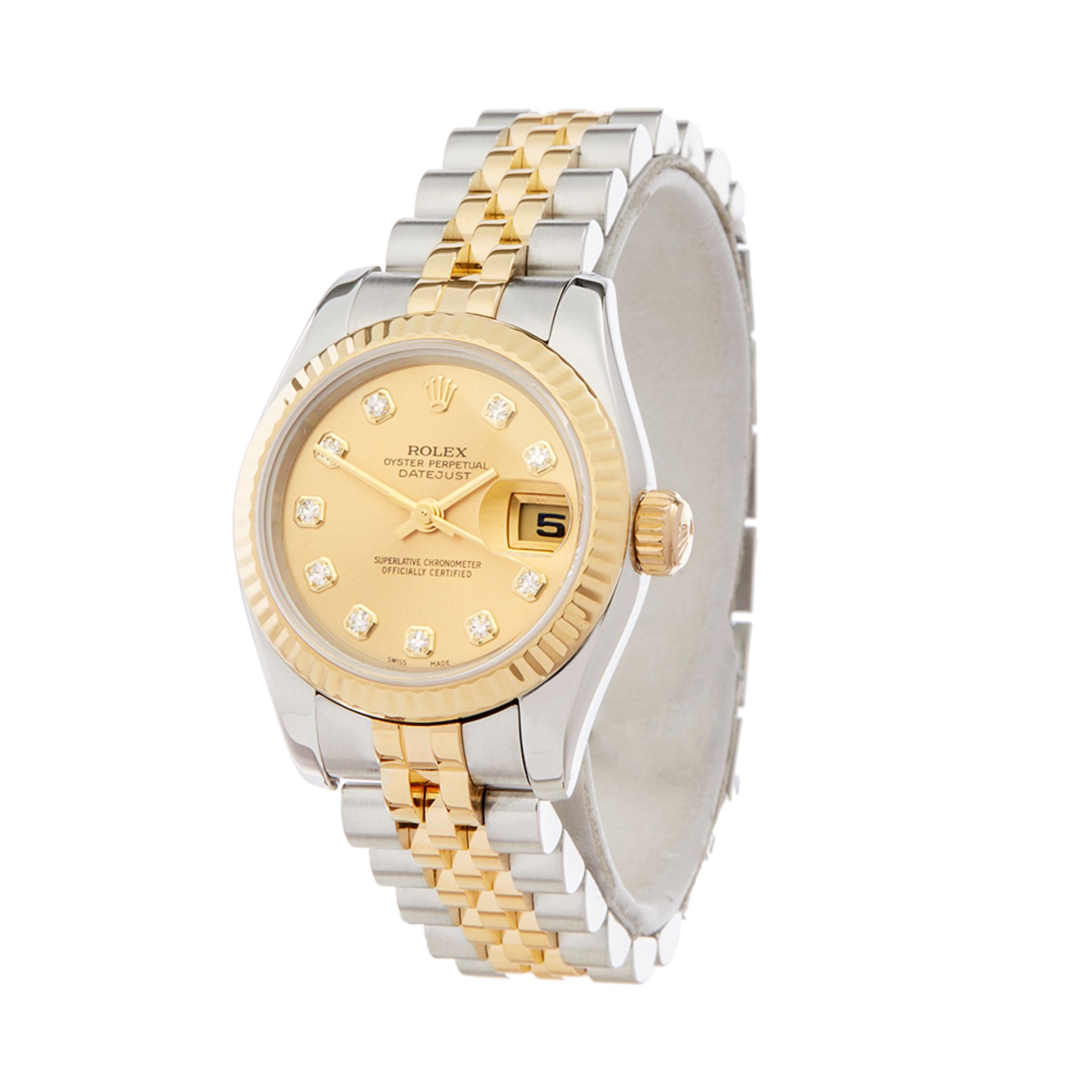 2006 Rolex DateJust 26 Diamond 18k Stainless Steel & Yellow Gold - 179173