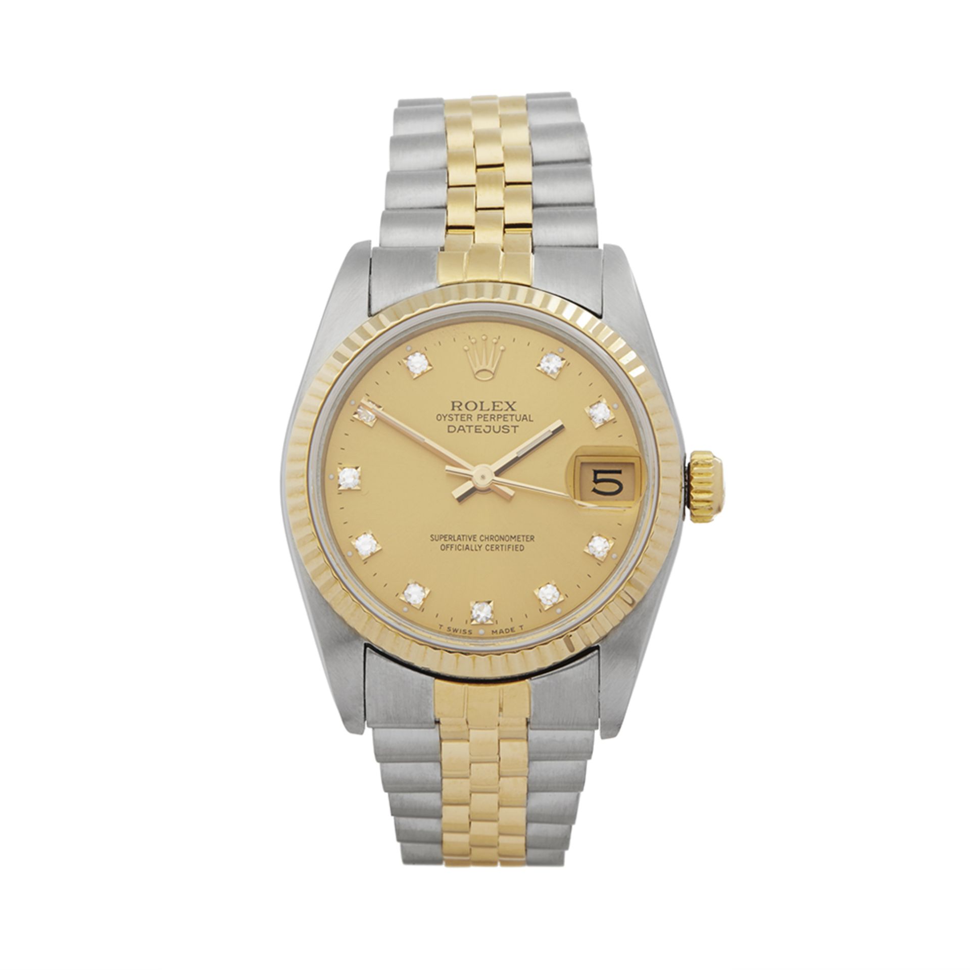 1992 Rolex DateJust 31 Diamond 18k Stainless Steel & Yellow Gold - 68273 - Image 8 of 8