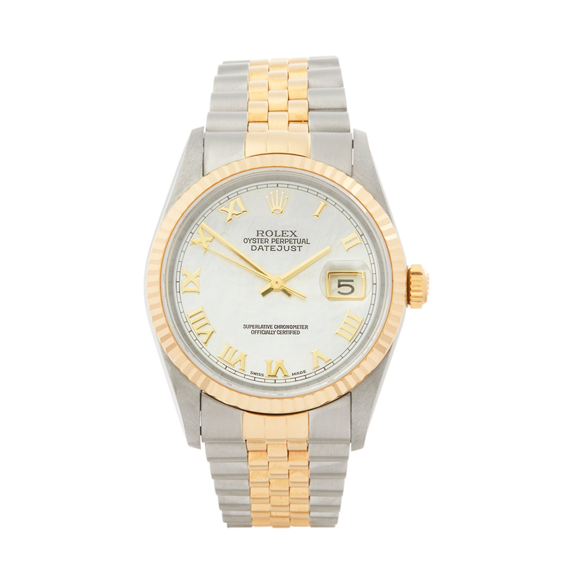 2001 Rolex DateJust 36 Mother of Pearl 18k Stainless Steel & Yellow Gold - 16233 - Image 7 of 7