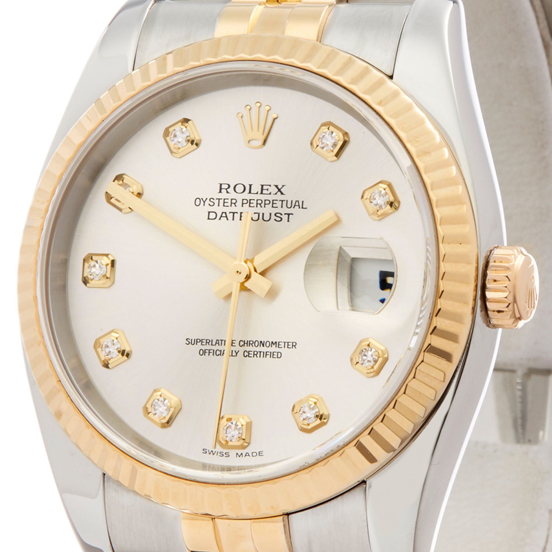 2005 Rolex DateJust 36 Diamond 18k Stainless Steel & Yellow Gold - 116233 - Image 5 of 6