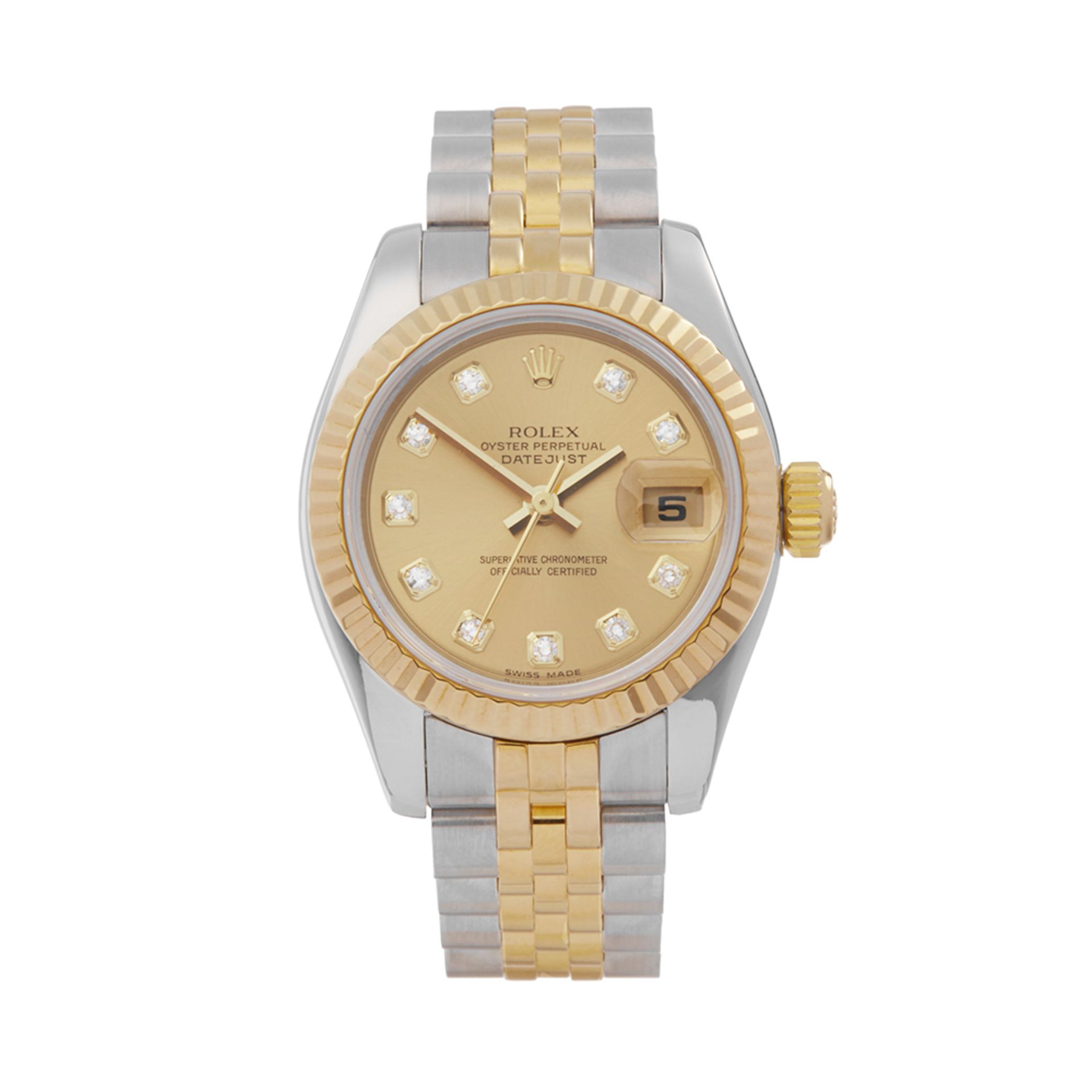 2005 Rolex DateJust 26 Diamond 18k Stainless Steel & Yellow Gold - 179173 - Image 8 of 8