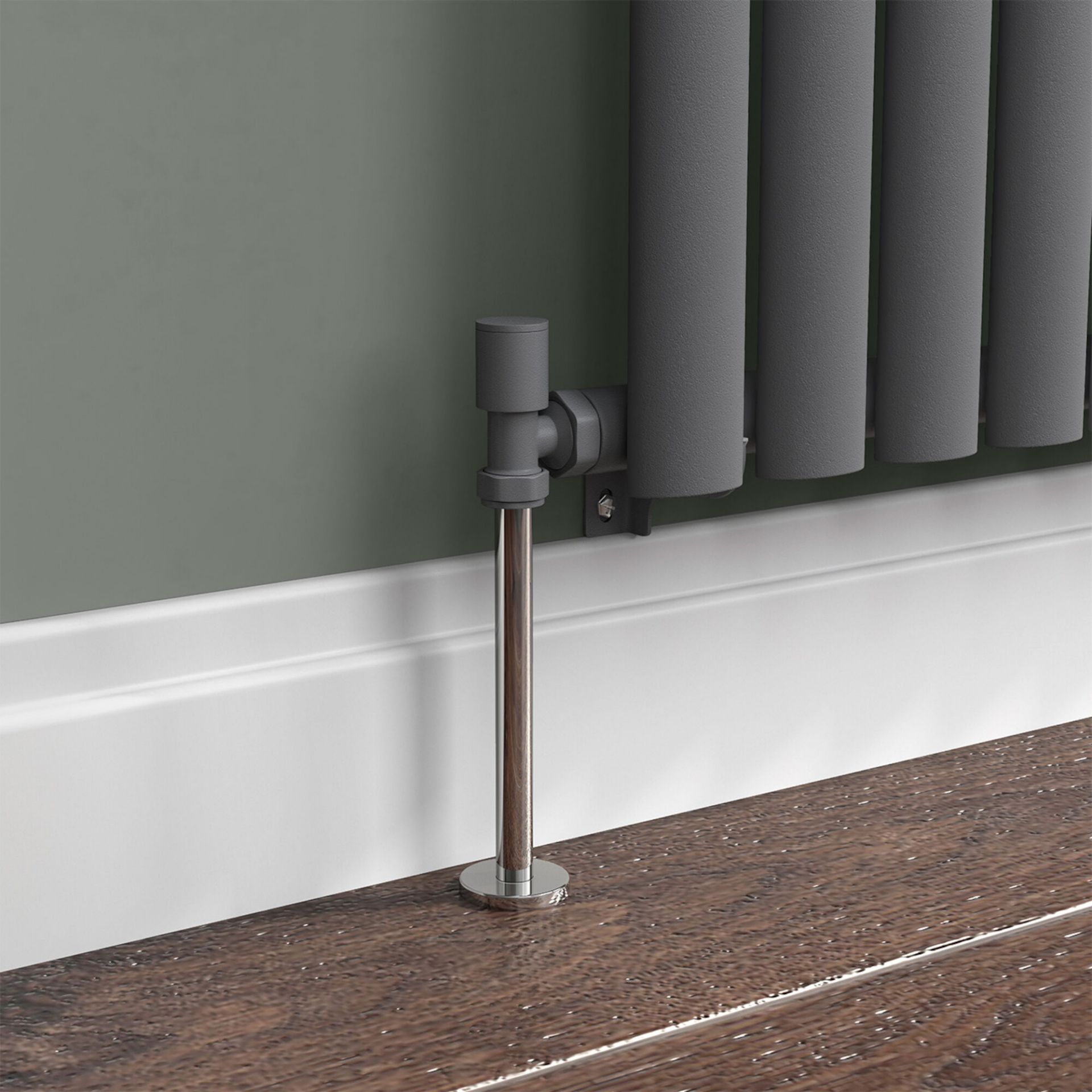 (W47) Anthracite Standard Connection Angled Radiator Valves 15mm Contemporary anthracite finish - Image 2 of 3